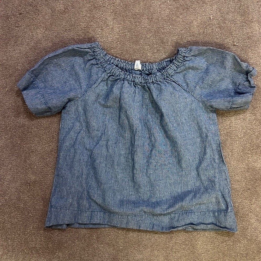 Adorable girls Crewcuts denim stripe top